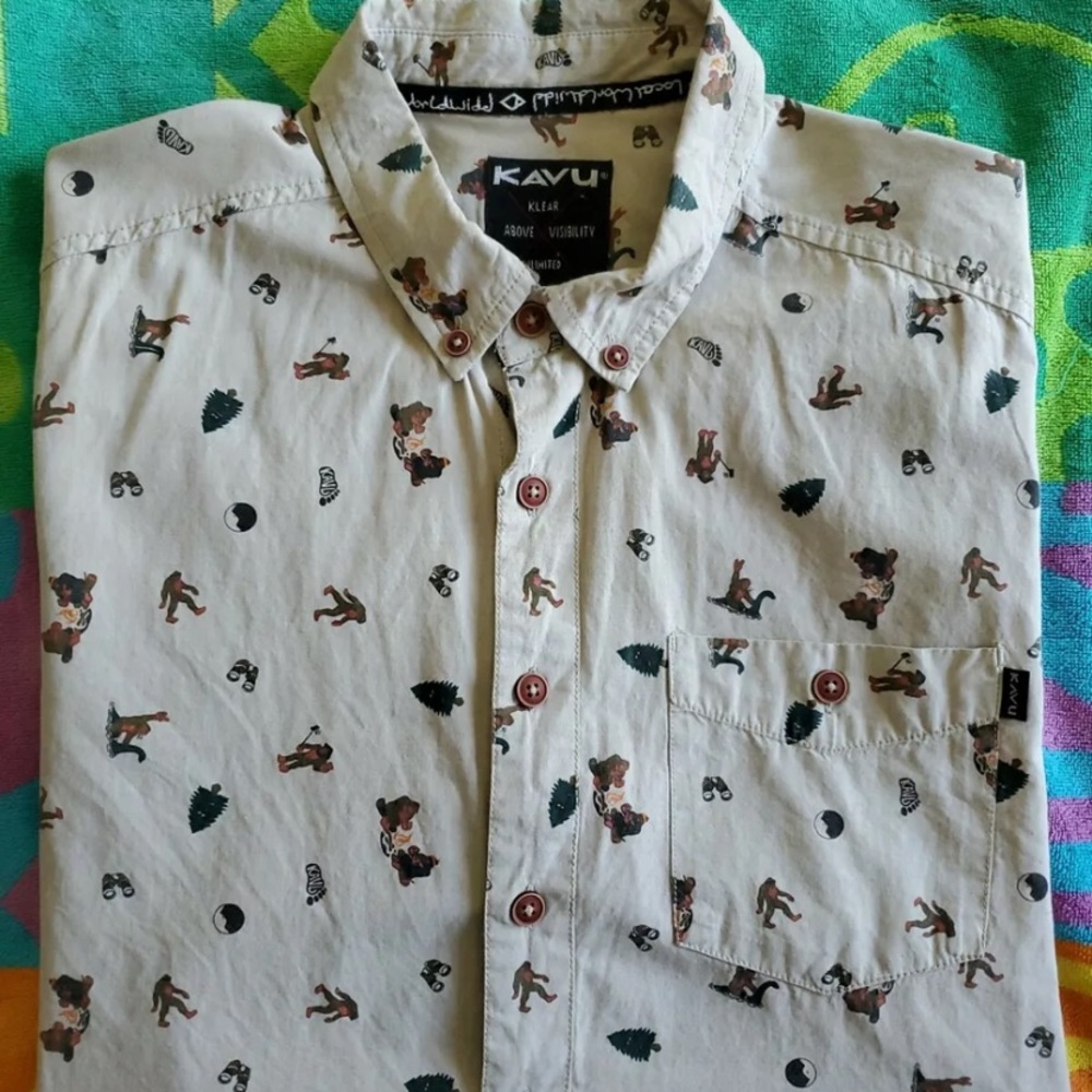 KAVU BIGFOOT SASQUATCH:Button-Up S/S Shirt SZ L